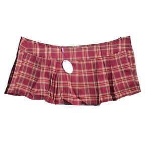 NWT | Avidlove Red Plaid Pleated Mini Skirt | Schoolgirl Chic | XXXL